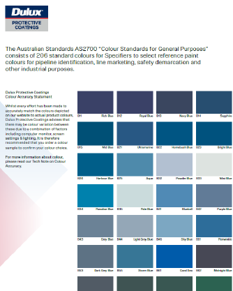 AS2700 Colour Chart